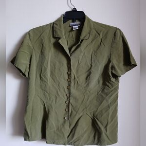 Working Options Silk Blouse Green Size Large